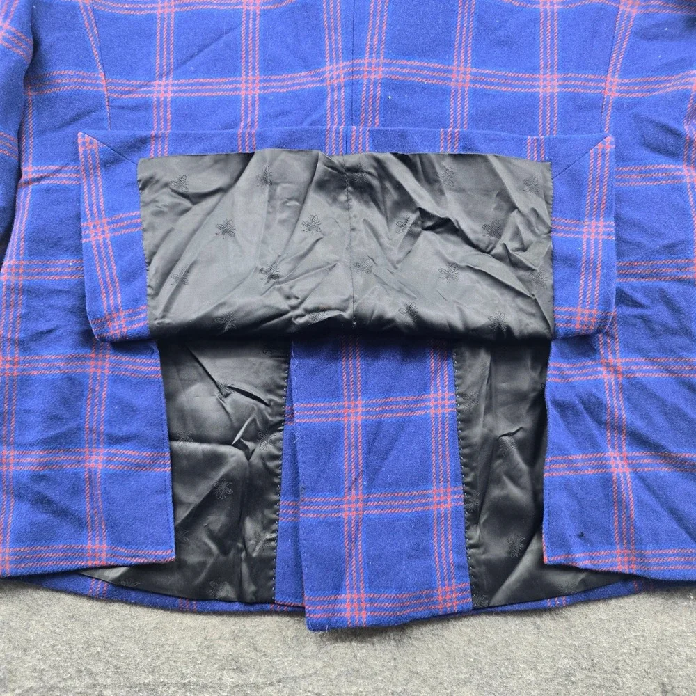Devil's Advocate Suit Mens 44 Blue Red Plaid Double Breasted Wool Blend 36x32